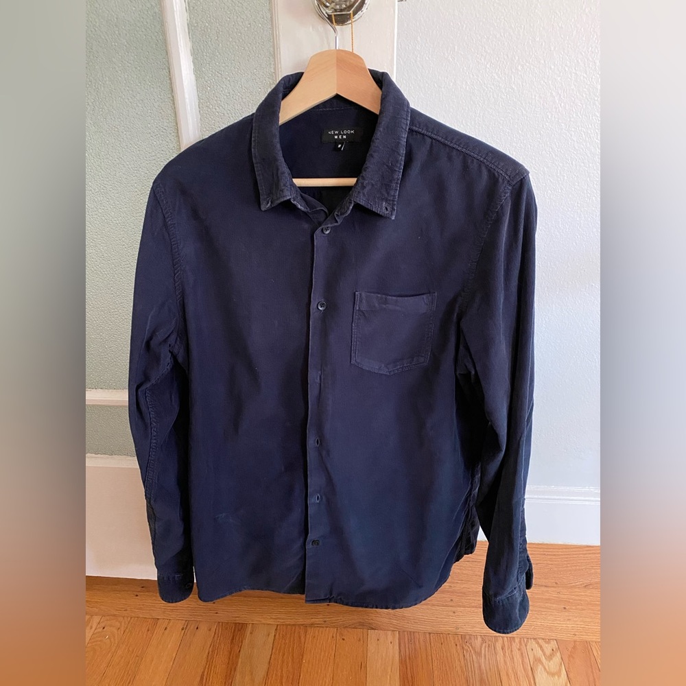 Dark navy blue corduroy shirt, New Look